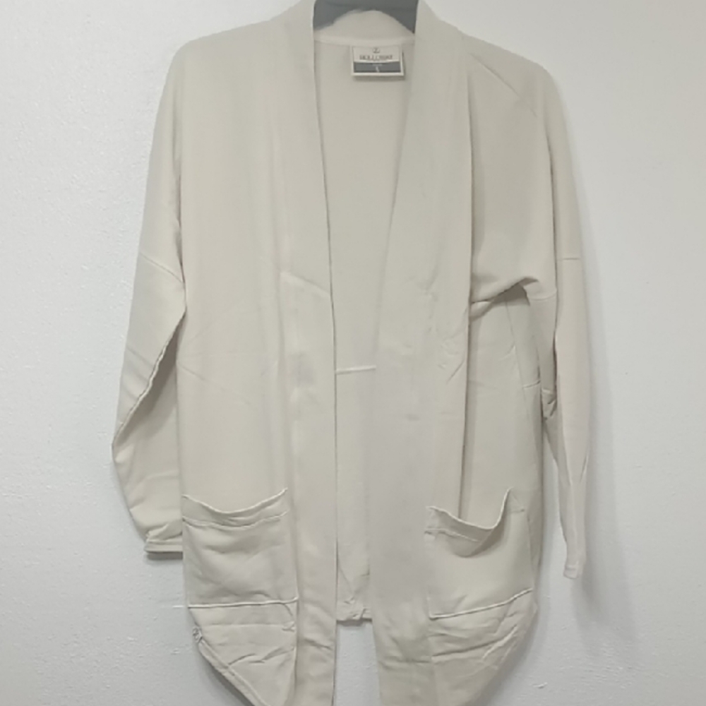 Womens Brand New Heathered French Terry Cream Open Front Cardigan Size XL